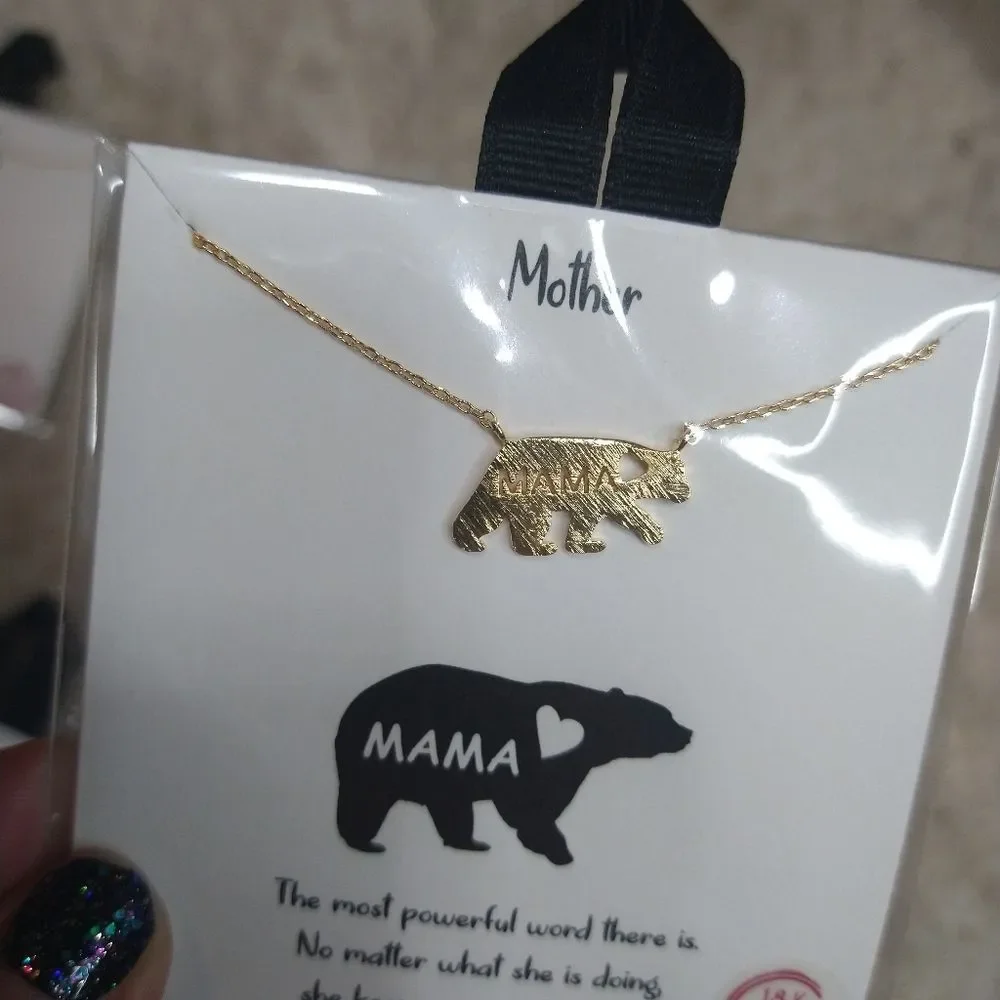 18K Gold Dipped Mama Bear Necklace - Picture 7 of 8